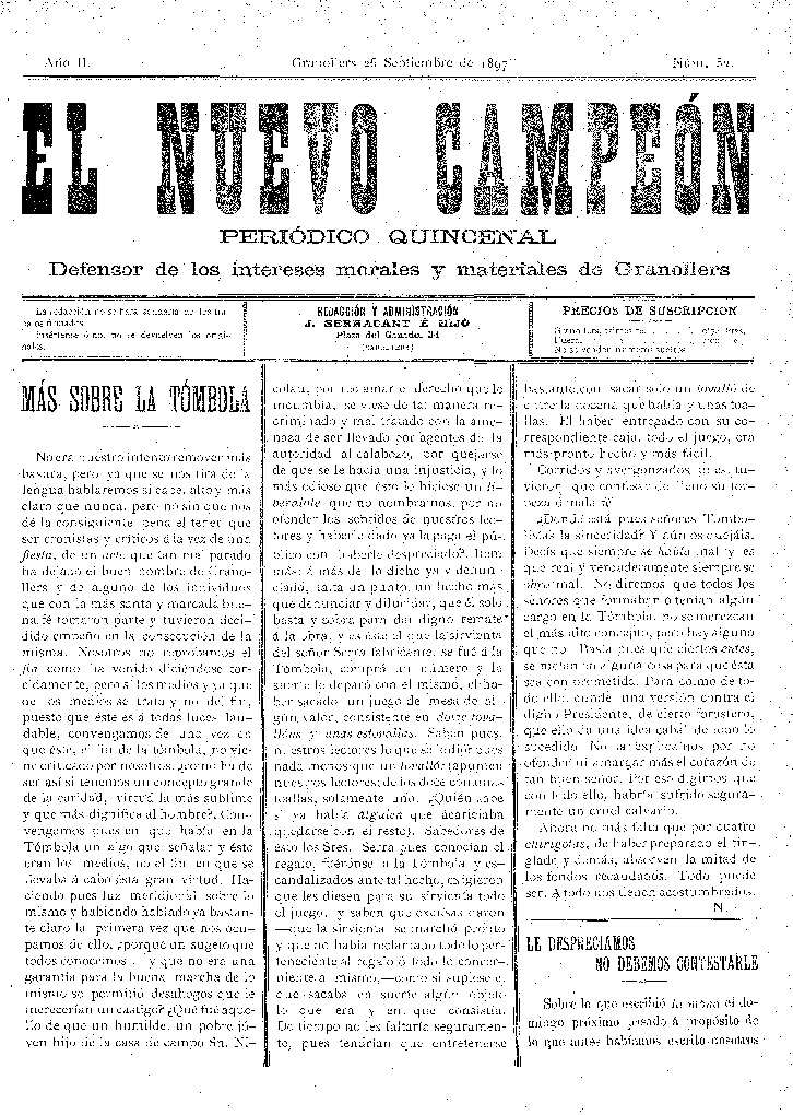 El Nuevo Campeón, 26/9/1897 [Issue]