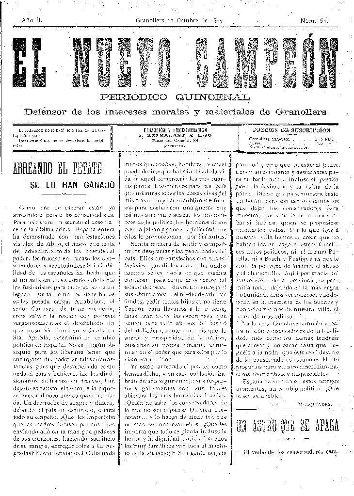 El Nuevo Campeón, 10/10/1897 [Issue]