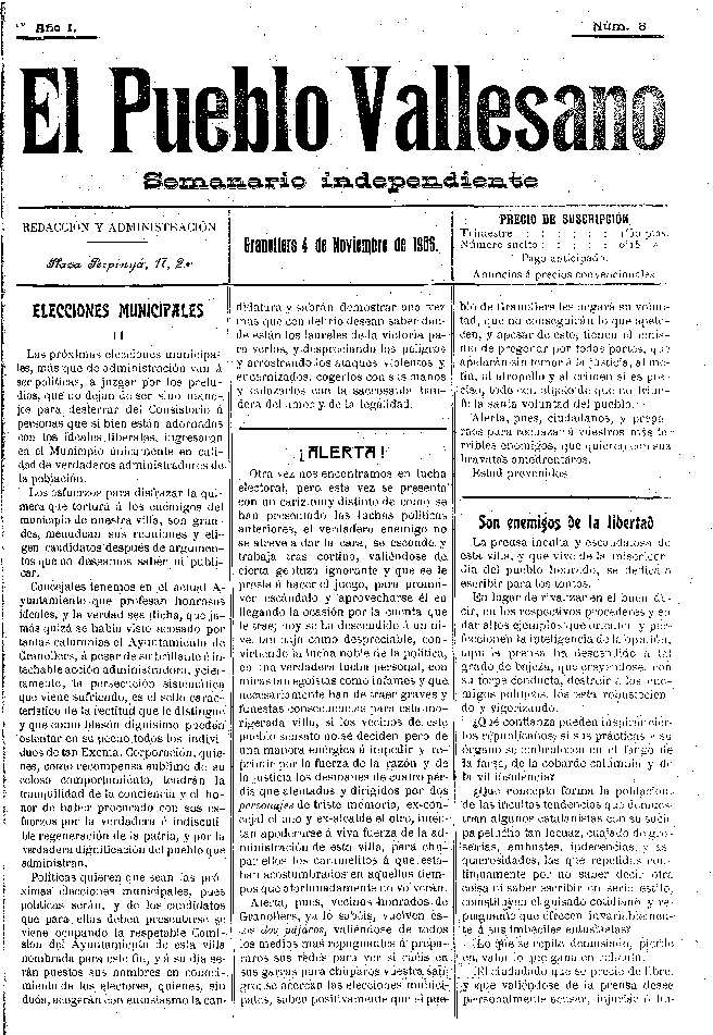 El Pueblo Vallesano, 4/11/1905 [Issue]