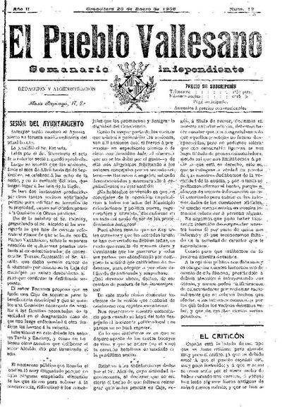 El Pueblo Vallesano, 20/1/1906 [Exemplar]