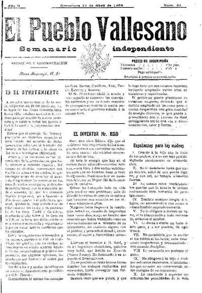 El Pueblo Vallesano, 21/4/1906 [Exemplar]