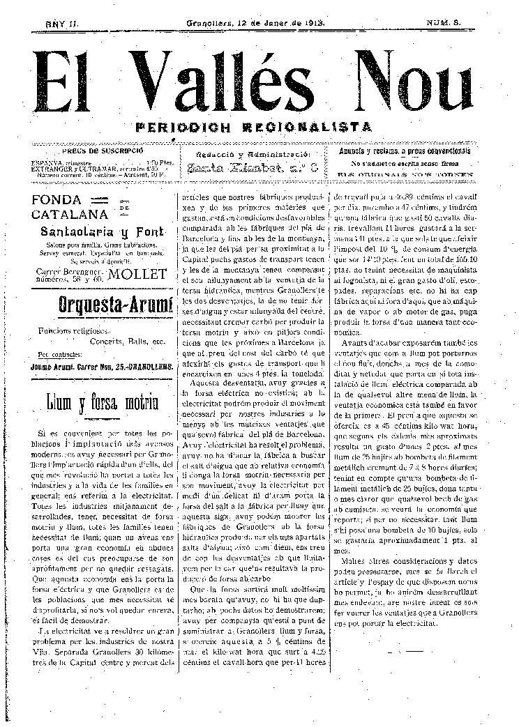 El Vallès Nou, 12/1/1913 [Issue]