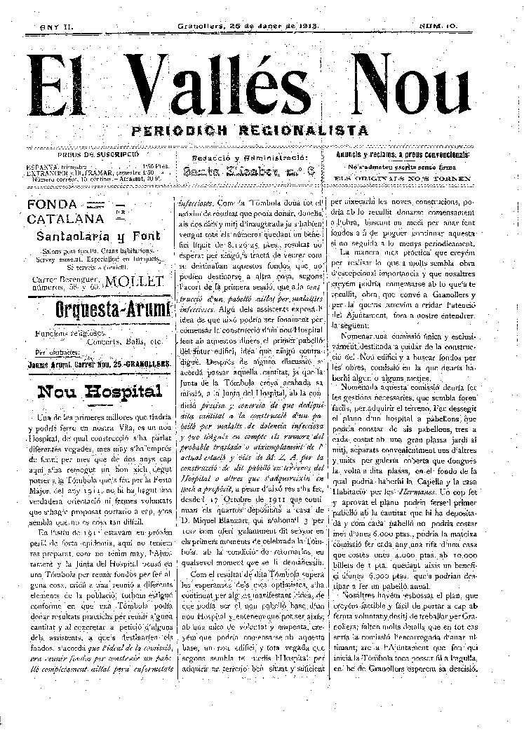 El Vallès Nou, 26/1/1913 [Issue]