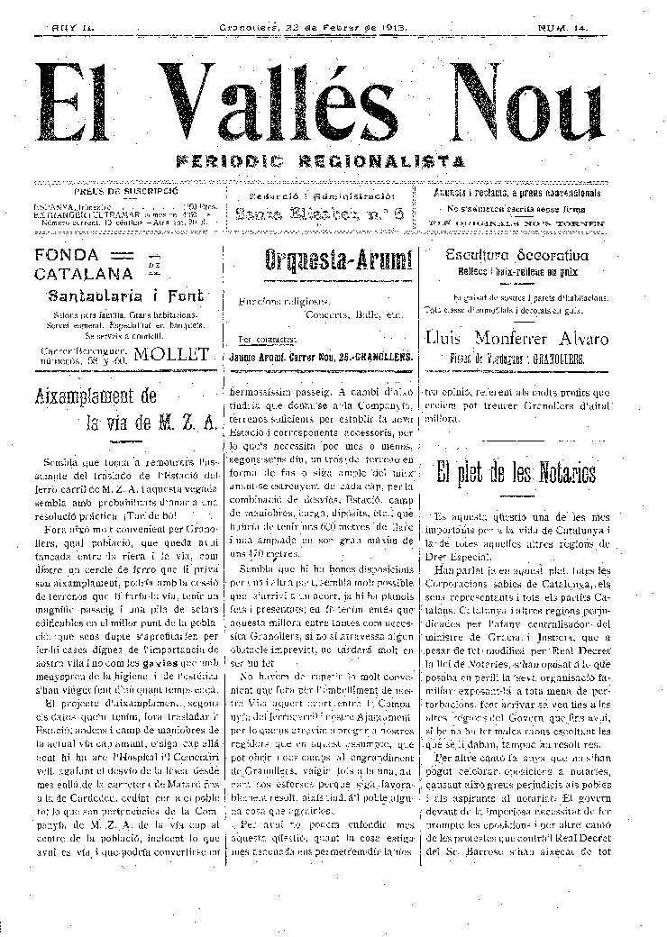 El Vallès Nou, 23/2/1913 [Issue]