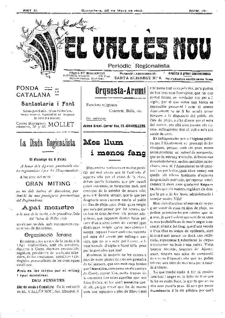 El Vallès Nou, 30/3/1913 [Issue]