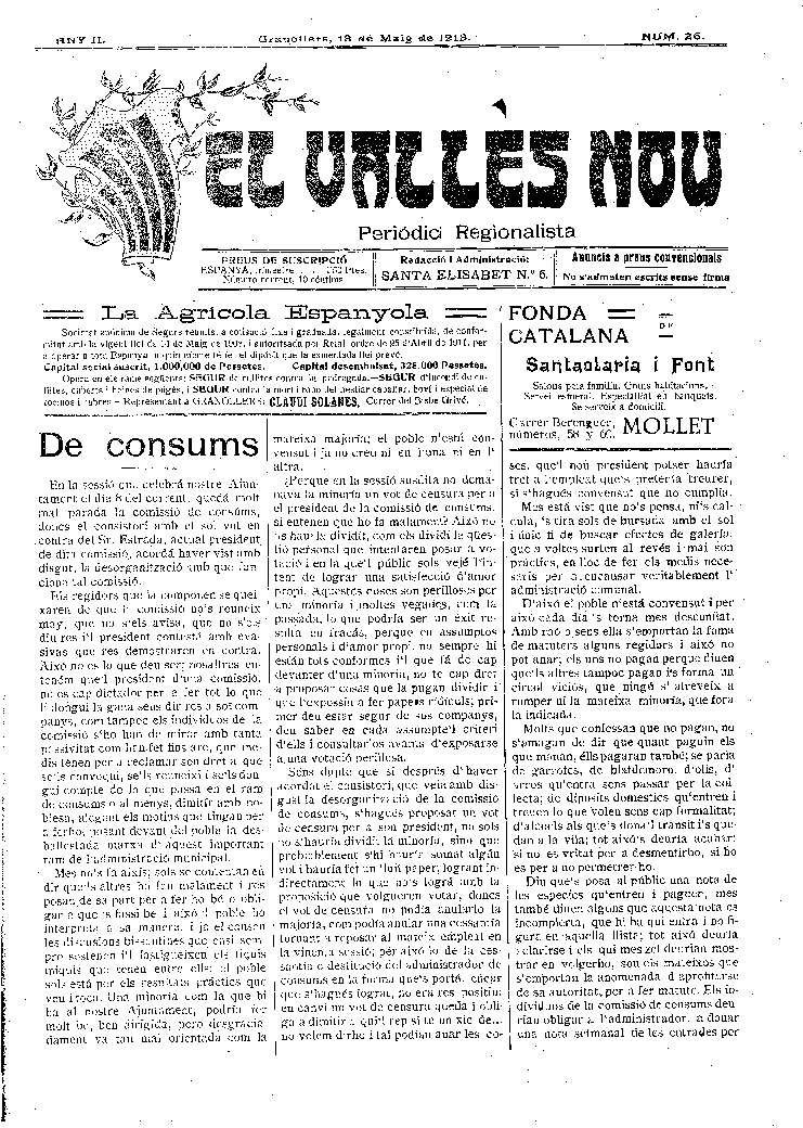 El Vallès Nou, 18/5/1913 [Issue]