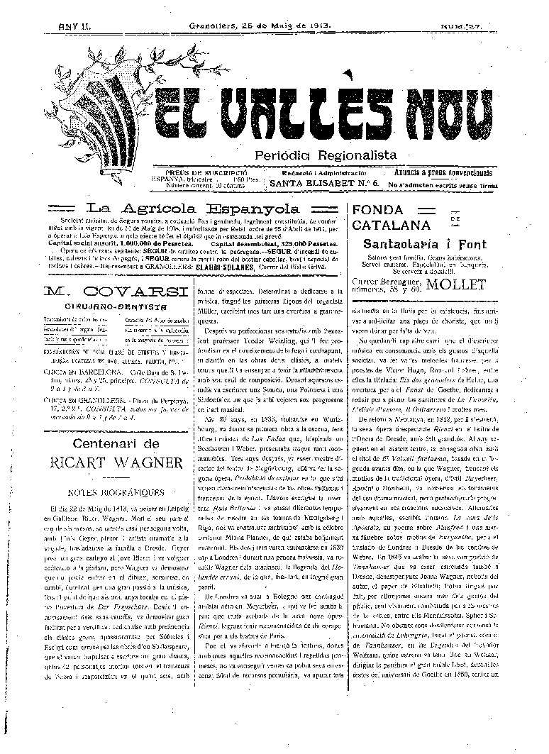 El Vallès Nou, 25/5/1913 [Issue]