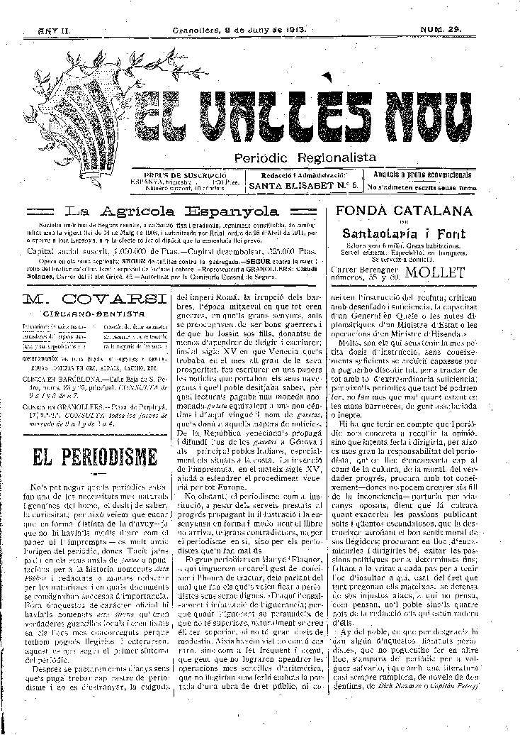 El Vallès Nou, 8/6/1913 [Issue]
