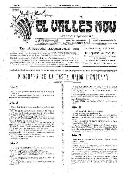 El Vallès Nou, 2/9/1913 [Issue]
