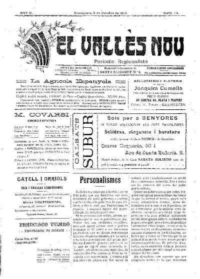 El Vallès Nou, 5/10/1913 [Issue]