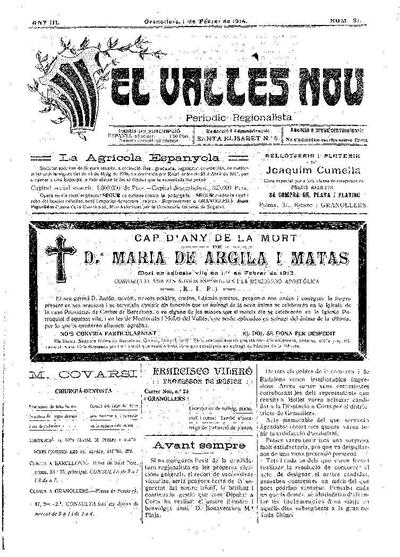 El Vallès Nou, 1/2/1914 [Issue]