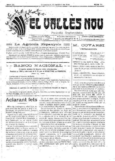 El Vallès Nou, 12/4/1914 [Issue]