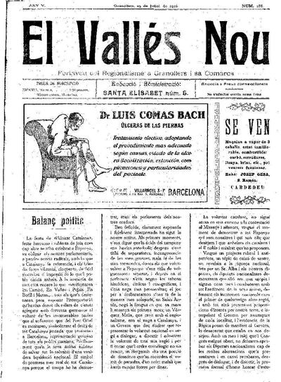 El Vallès Nou, 23/7/1916 [Issue]