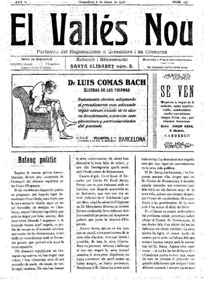 El Vallès Nou, 6/8/1916 [Issue]