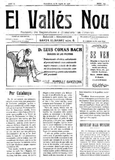 El Vallès Nou, 27/8/1916 [Issue]