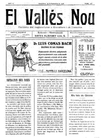 El Vallès Nou, 24/9/1916 [Issue]