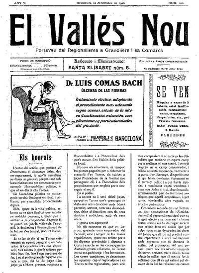 El Vallès Nou, 22/10/1916 [Issue]