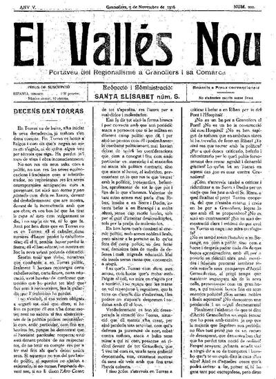 El Vallès Nou, 5/11/1916 [Issue]