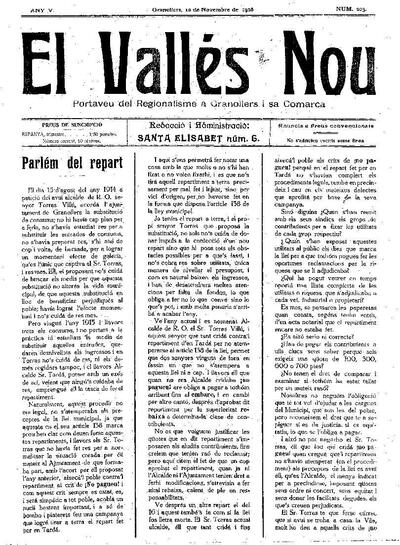 El Vallès Nou, 12/11/1916 [Issue]