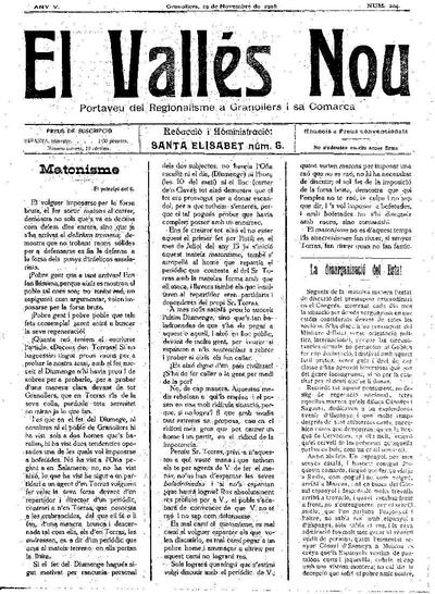 El Vallès Nou, 19/11/1916 [Issue]