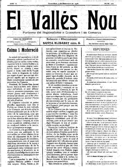 El Vallès Nou, 3/12/1916 [Issue]