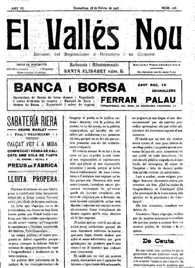El Vallès Nou, 18/2/1917 [Issue]