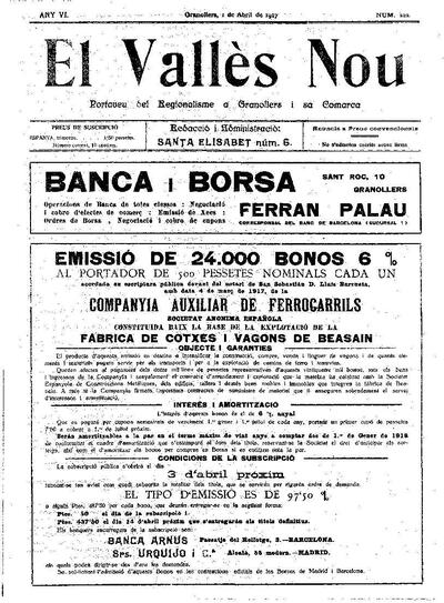 El Vallès Nou, 1/4/1917 [Issue]
