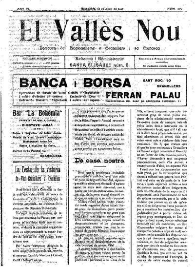 El Vallès Nou, 22/4/1917 [Issue]