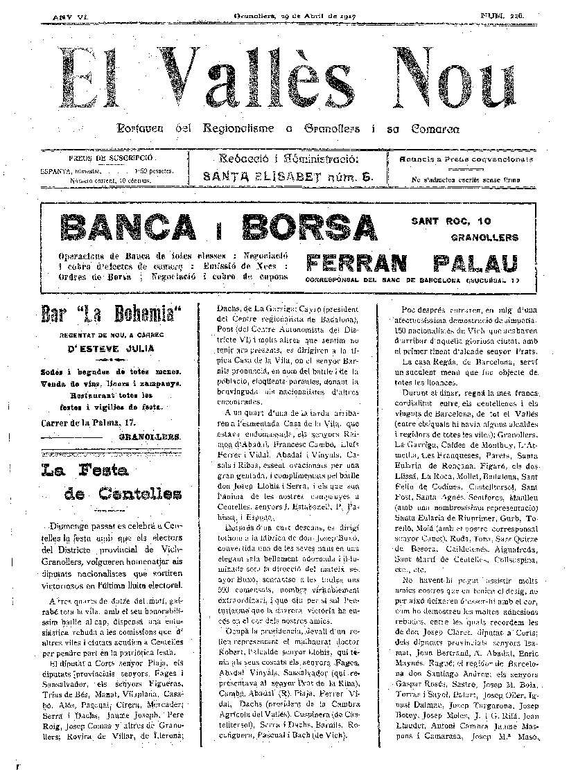 El Vallès Nou, 29/4/1917 [Issue]