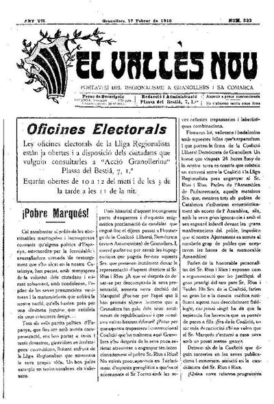 El Vallès Nou, 17/2/1918 [Issue]