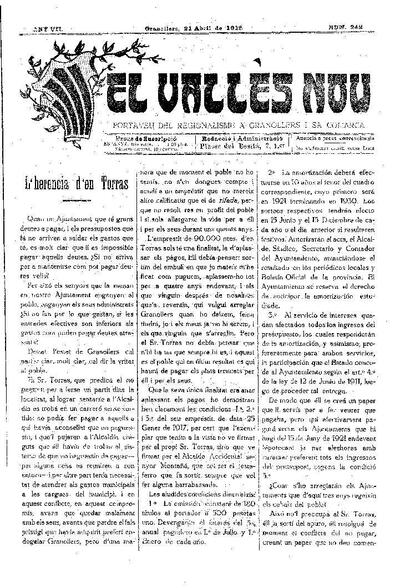 El Vallès Nou, 21/4/1918 [Issue]