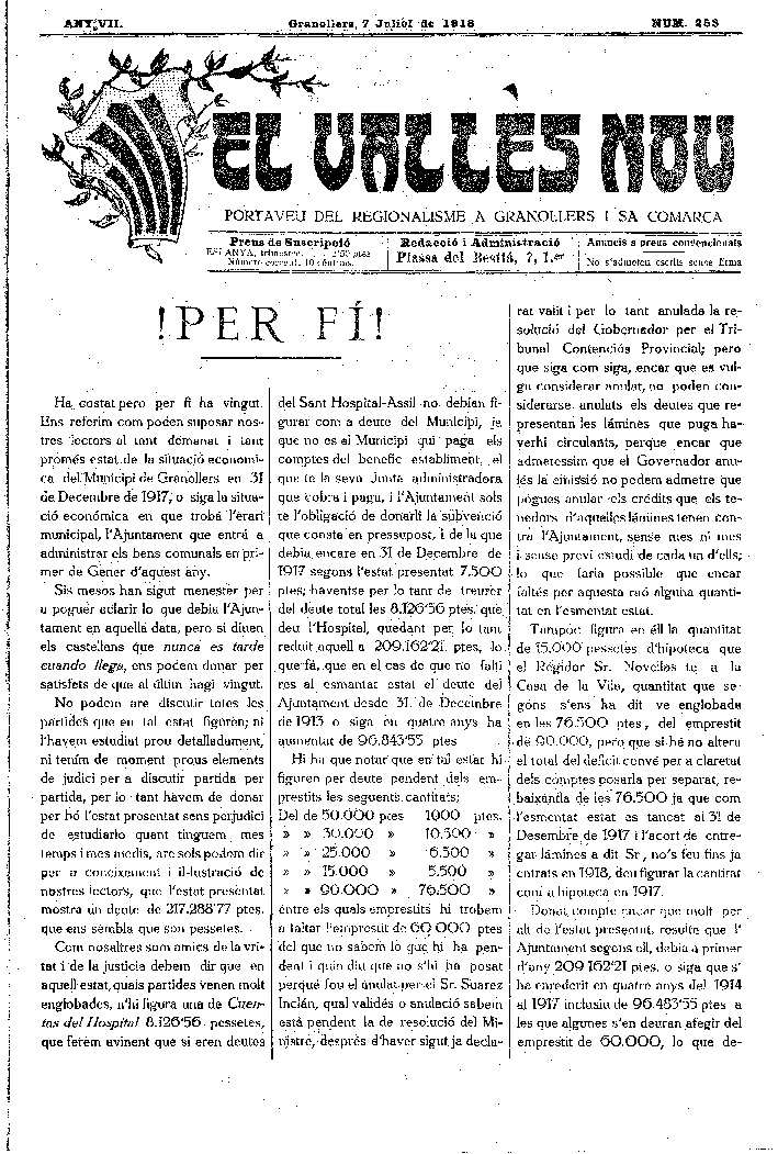 El Vallès Nou, 7/7/1918 [Issue]