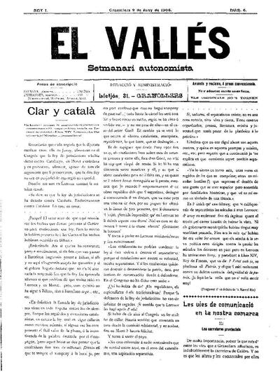 El Vallès. Setmanari autonomista, 9/6/1906 [Issue]