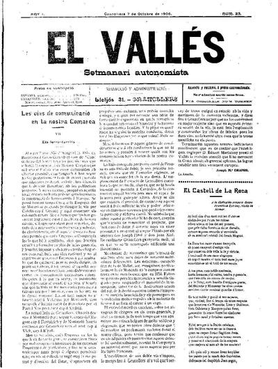 El Vallès. Setmanari autonomista, 7/10/1906 [Issue]