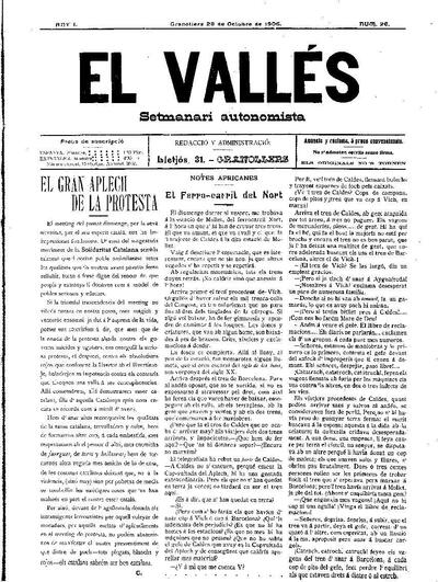 El Vallès. Setmanari autonomista, 28/10/1906 [Issue]