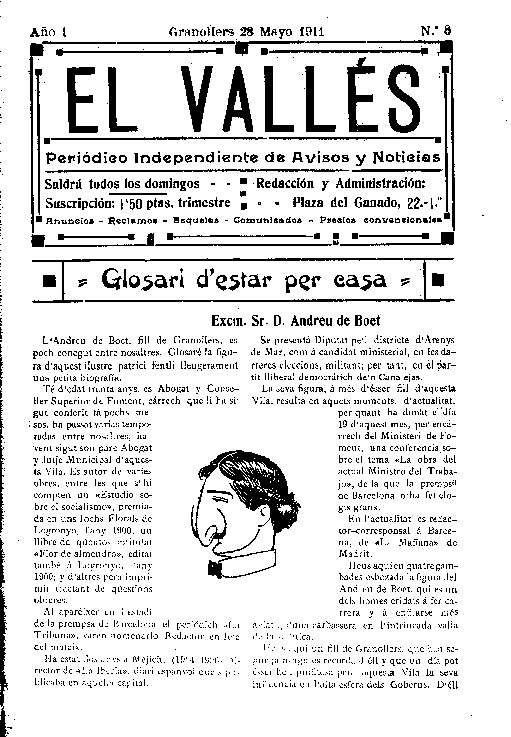 El Vallés. Periódico independiente de avisos y noticias, 28/5/1911 [Issue]