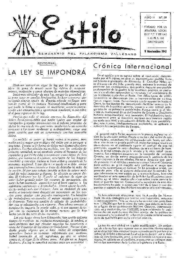 Estilo, 9/11/1941 [Issue]