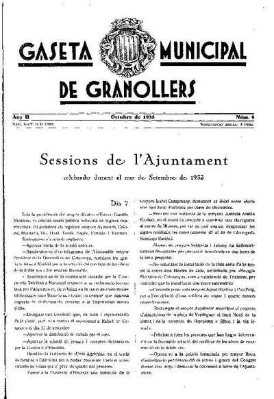 Gaseta Municipal de Granollers, 1/10/1933 [Issue]