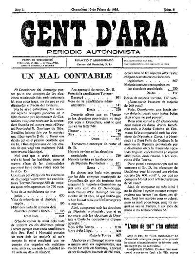 Gent d'ara, 19/2/1922 [Issue]