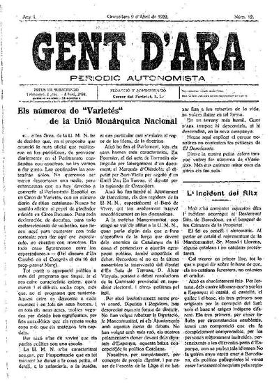 Gent d'ara, 9/4/1922 [Issue]