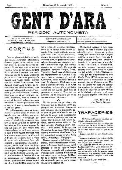 Gent d'ara, 11/6/1922 [Issue]