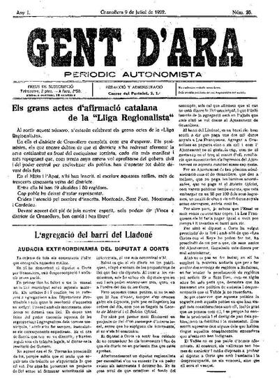 Gent d'ara, 9/7/1922 [Issue]