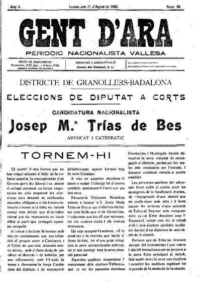 Gent d'ara, 11/8/1923 [Issue]