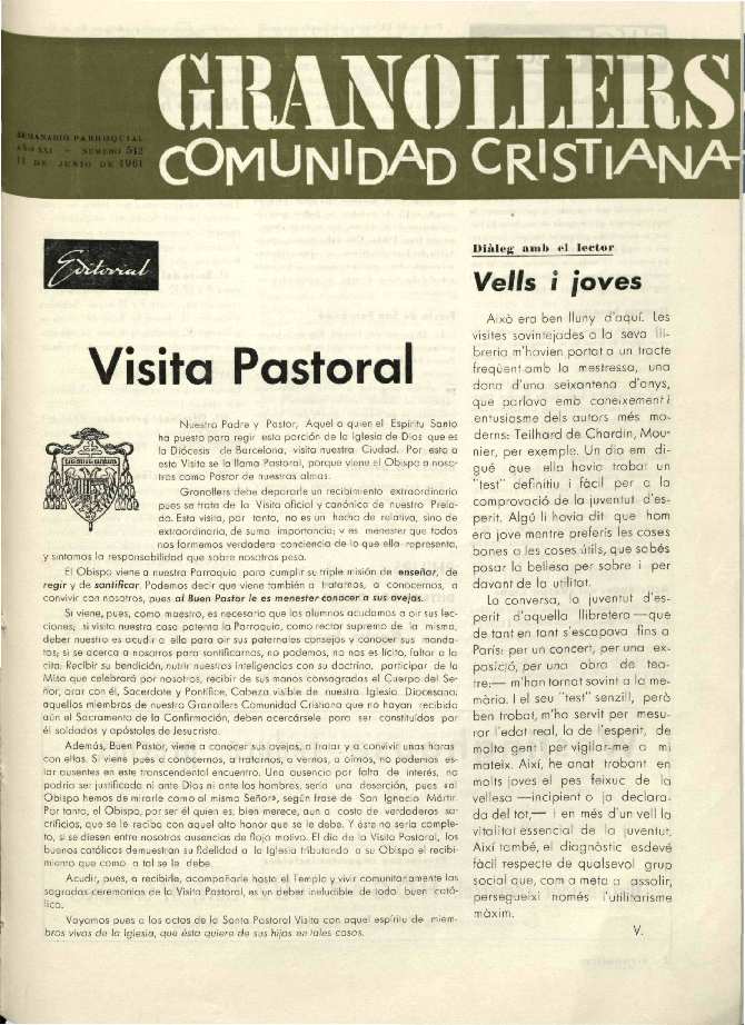 Granollers Comunidad Cristiana, 11/6/1961 [Issue]