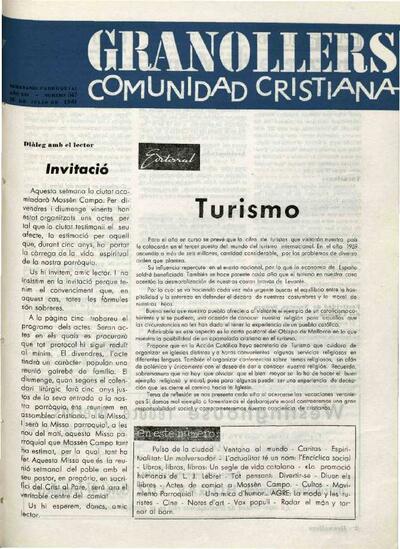 Granollers Comunidad Cristiana, 16/7/1961 [Issue]