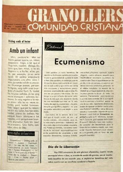 Granollers Comunidad Cristiana, 28/1/1962 [Issue]