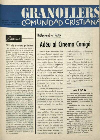 Granollers Comunidad Cristiana, 11/2/1962 [Issue]