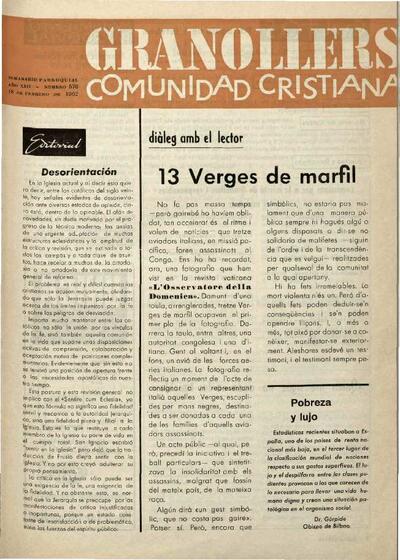 Granollers Comunidad Cristiana, 18/2/1962 [Issue]