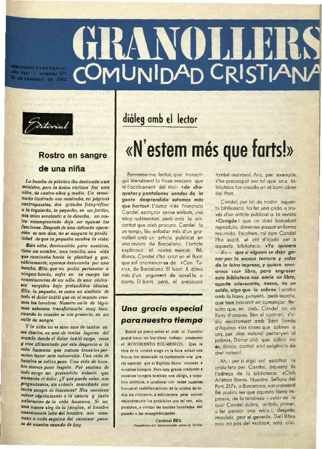Granollers Comunidad Cristiana, 25/2/1962 [Issue]