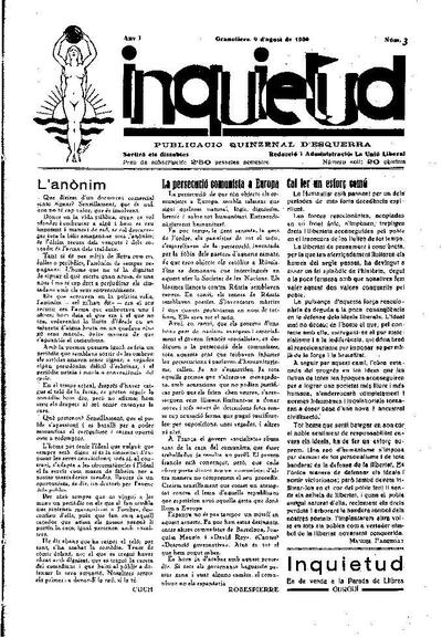 Inquietud, 9/8/1930 [Issue]